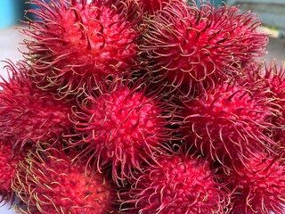 rambutan or hairy fruit, originating from Indonesia, with a sweet taste and very healthy