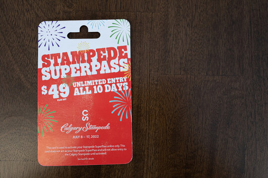 18 December 2022 - Calgary, Alberta Canada -Calgary Stampede superpass tocket