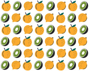 Hand drawn fruits and vegetables seamless pattern background. Abstract doodle organic food pattern background.