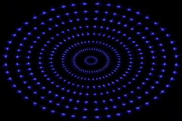 blue spiral black light circles pattern whirl bright shine circular lights