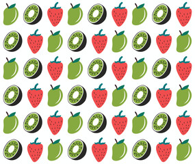 Hand drawn fruits and vegetables seamless pattern background. Abstract doodle organic food pattern background.