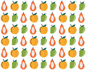 Hand drawn fruits and vegetables seamless pattern background. Abstract doodle organic food pattern background.