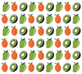 Organic doodle pattern background. Hand drawn fruit background. Hand drawn abstract fruit pattern.
