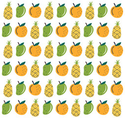Flat organic doodle pattern background. Hand drawn fruit background. Hand drawn abstract fruit pattern.