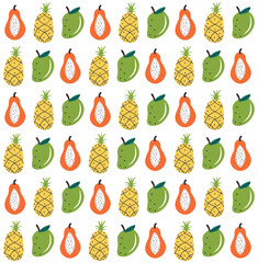 Flat organic doodle pattern background. Hand drawn fruit background. Hand drawn abstract fruit pattern.