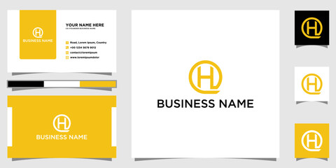 Letter HQ or QH monogram logo with business card design