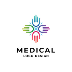 Fototapeta premium medical and hand for medical care logo design