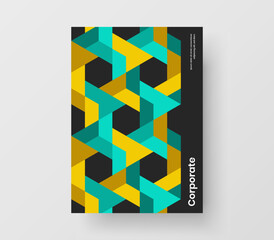 Multicolored geometric tiles corporate identity layout. Original journal cover vector design concept.