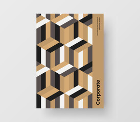 Premium mosaic hexagons booklet concept. Simple pamphlet design vector layout.