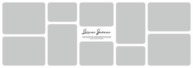 Pictures or photos frame collage. comics page grid layout abstract photo frames and digital photo wall template
