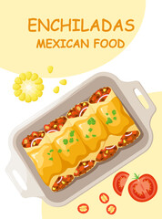 Enchiladas with meat. Mexican cuisine.
