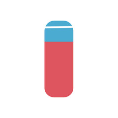 Flat vector painting tools in childish style. Hand drawn art supplies, rubber, eraser