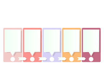 Process infographic with 5 steps, process or options.