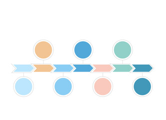 Process infographic with 7 steps, process or options.