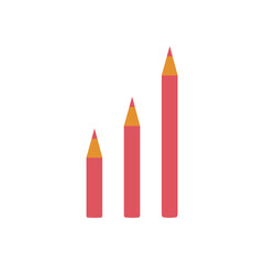 Flat vector painting tools in childish style. Hand drawn art supplies, long and short pencils