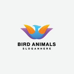 bird animal logo design gradient colorful