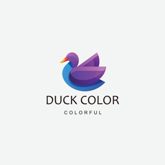 duck logo gradient color icon design illustration