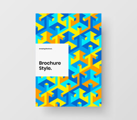 Multicolored pamphlet A4 design vector concept. Colorful geometric hexagons annual report template.