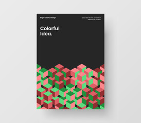 Clean catalog cover A4 design vector template. Creative geometric tiles company brochure layout.