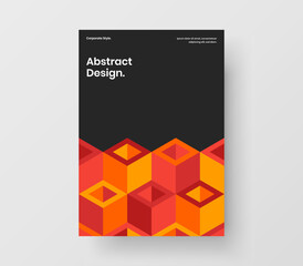 Clean annual report design vector illustration. Colorful geometric tiles corporate brochure layout.