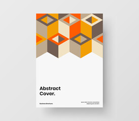 Colorful mosaic hexagons pamphlet layout. Simple brochure A4 design vector concept.