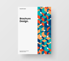 Bright annual report A4 vector design concept. Premium mosaic shapes placard layout.