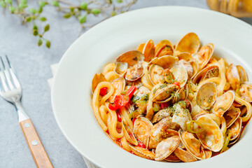 Spicy and delicious Chinese food Clam Mara stir-fried noodle dish