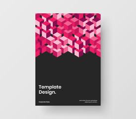 Isolated geometric pattern postcard layout. Unique book cover A4 design vector template.