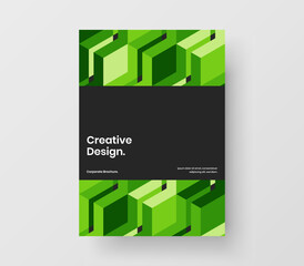 Modern annual report A4 design vector template. Bright mosaic shapes corporate brochure illustration.