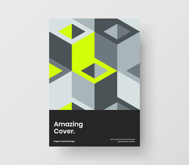 Trendy geometric shapes placard layout. Clean annual report A4 design vector template.