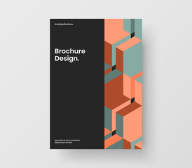 Multicolored geometric shapes catalog cover template. Trendy front page A4 design vector illustration.