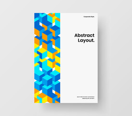 Clean company brochure design vector illustration. Isolated mosaic hexagons corporate identity concept.