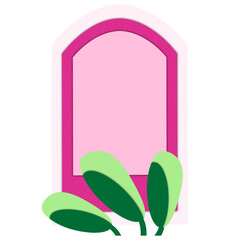 The pink window frame and botany