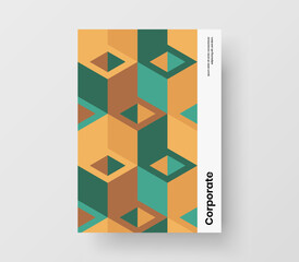 Clean front page design vector concept. Creative geometric pattern magazine cover layout.