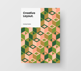 Multicolored mosaic shapes corporate brochure template. Modern annual report vector design layout.