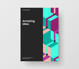 Abstract geometric shapes book cover layout. Multicolored placard A4 vector design illustration.