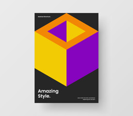 Minimalistic geometric pattern placard concept. Premium magazine cover A4 design vector template.