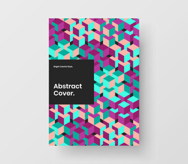 Unique poster A4 design vector layout. Modern geometric tiles catalog cover concept.