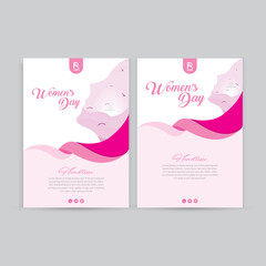 Flyer poster pamphlet brochure cover design layout space for photo background, International Women's Day, vector illustration template, A4 size