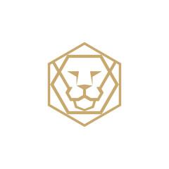lion head line logo vector icon isolated on white background