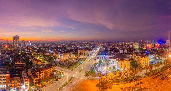 Panoramic View Of Bac Giang City At Night