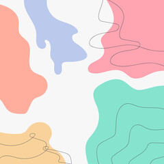 Hand drawn various doodle shapes and objects in pastel colors