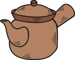 Hand Drawn teapot Chinese and Japanese food illustration