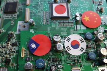 Tokyo, Japan, December 2022.Semiconductor printed circuit board. Concept: Asia semiconductor.