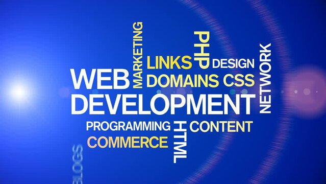 4k Web Development Animated Tag Word Cloud;Text Design Animation;Kinetic Typography.