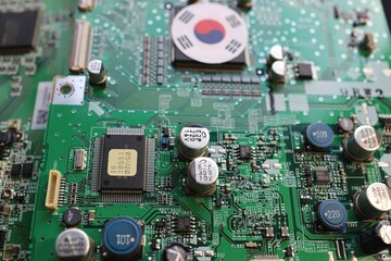 Tokyo, Japan, December 2022.Semiconductor printed circuit board. Concept: Korea semiconductor.