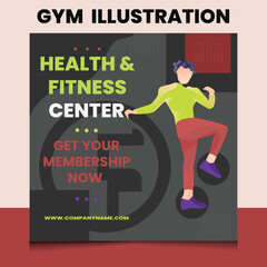 GYM Illustration for  yoga, flyer, social media, design,