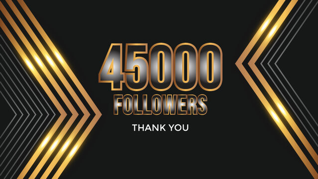 Thank you design Greeting card template for social networks followers, subscribers, like. 45000 followers. 45k followers celebration
