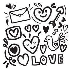 Set of love doodle for valentine, element, template, event