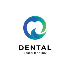 tooth with wave for dental care logo design